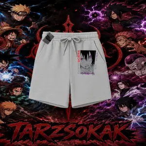 Sasuke uchiha Naruto Anime Karakter Unisex Şort Beyaz