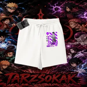 Sasuke uchiha Naruto Anime Karakter Unisex Şort Beyaz