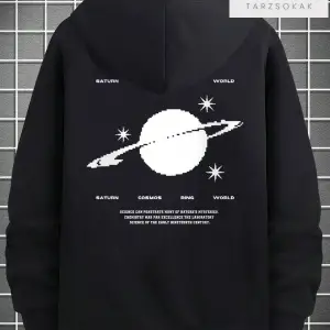Saturn Cosmos Sweatshirt Fermuarlı Siyah