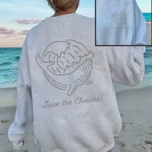Save The Oceans Balina Baskılı Sweatshirt Kadın Polar Sıcak Kışlık Kapüşonlu Üstler Bol Rahat
