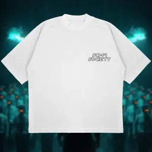 Sci-fi Society Baskılı Oversize Unisex Pamuklu Nefes Alan Kalın Kumaşlı