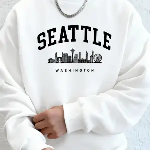 Seattle Washington Mektup Yaratıcı Baskılı Moda Spor Giyim Erkek Cep Sıcak Üst Polar Tüm Maç