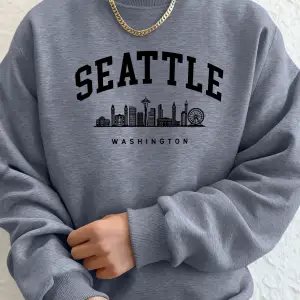 Seattle Washington Mektup Yaratıcı Baskılı Moda Spor Giyim Erkek Cep Sıcak Üst Polar Tüm Maç