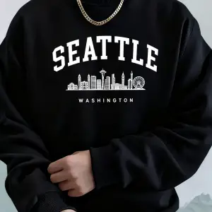 Seattle Washington Mektup Yaratıcı Baskılı Moda Spor Giyim Erkek Cep Sıcak Üst Polar Tüm Maç