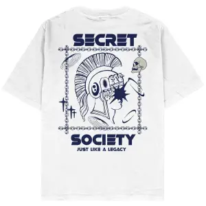 Secret Beyaz Oversize Unisex T-shirt