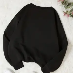 Sef Kedi Renkli Oversize Bisiklet Yaka Pamuklu Sweatshirt Siyah