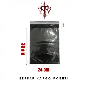 Şeffaf Kargo Poşeti 80 Mikron 24 x 30 Cm + 5 Cm