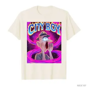 Şehir Çocuğu Brainrot Meme Reaksiyonu Yüksek Sesle Komik Karikatür T-shirt Erkekler Kadınlar