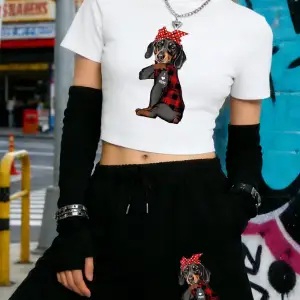 Seksi Fiyonklu Köpek Ben Annemi Seviyorum Baskılı Babby TeeTişört Şort Kadın İki Parça Takım Diz