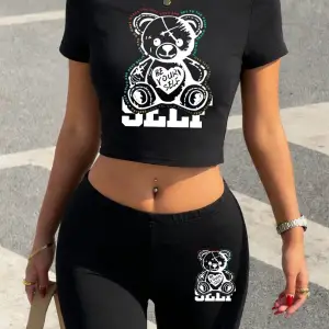 Seksi Kendin Ol Pembe Kalp Baskılı Babby TeeTişört Şort Kadın İki Parçalı Takım Üst Pantolon Yüks