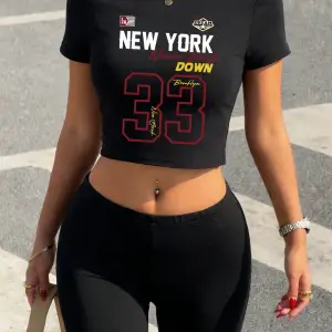 Seksi New York Never Back Down 33 Baskılı Babby TeeT-Shirt Şort Kadın İki Parçalı Takım Üst Panto