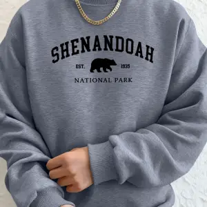 Senandah Ulusal Parkı Ayı Baskılar Hoodie Erkekler Sıcak Cep Kapşonlu Kazak Polar Temelleri T