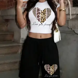 Seni Sonsuza Kadar Seviyorum Kalp Baskılı Babby Teelar Şortlar Günlük İki Parçalı Set Tişörtle