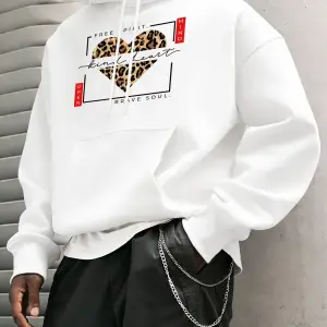 Serbest Ruh Nazik Kalp Cesur Ruh Baskılı Kapüşonlular Erkek Polar Rahat Hoody Günlük Hip Hop