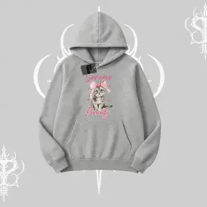Serene Beauty Kedi Baskılı  Kapşonlu Sweatshirt