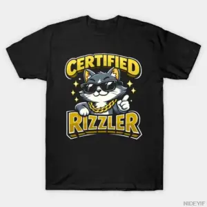 Sertifikalı Rizzler Cool Cat Meme T-shirt Erkekler Kadınlar Için % 100% Pamuk T Shirt Kısa Ko