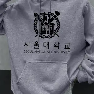 Seul Ulusal Üniversitesi Baskılı Hoody Erkekler Büyük Boy Polar Rahat Kapüşonlular Sonbahar H