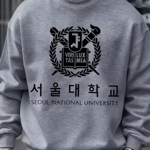 Seul Ulusal Üniversitesi Desen Erkekler Kazak Polar Sonbahar Sokak Şıklığı Bisiklet Yaka Büyü