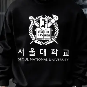 Seul Ulusal Üniversitesi Desen Erkekler Kazak Polar Sonbahar Sokak Şıklığı Bisiklet Yaka Büyü