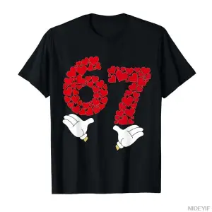 Sevgililer Günü Altı Yedi 6 7 Meme El Kırmızı Kalp 67 Eşleşen Tişört Erkek Kadın %100 Pamuk T