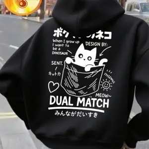 Sevimli Japon Cep Kedi Baskılar Kapüşonlular Kadın Kış Polar Kazak Temelleri Gevşek Kazak Rah