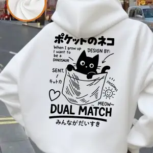 Sevimli Japon Cep Kedi Baskılar Kapüşonlular Kadın Kış Polar Kazak Temelleri Gevşek Kazak Rah