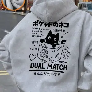 Sevimli Japon Cep Kedi Baskılar Kapüşonlular Kadın Kış Polar Kazak Temelleri Gevşek Kazak Rah