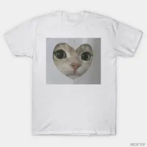 Sevimli Kedi Kalp Meme Kedi Sevgilisi T-shirt Erkekler Kadınlar Için % 100% Pamuk T Shirt Kıs