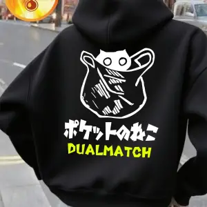 Sevimli Kedi Karikatür Baskılar Kapüşonlular Bayan Kış Polar Sıcak Kazaklar Gevşek Cep Tişört