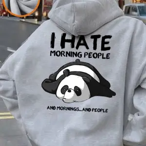 Sevimli Panda Öfkeli Sabah Baskılı Kapüşonlu Üstler Bayanlar Kışlık Polar Sıcak Sweatshirtler