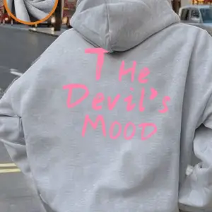 Şeytanın Ruh Hali Mektupları Baskılı Kadın Kapüşonlu Sweatshirt Günlük Bol Sweatshirt Kışlık