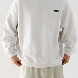Shark Graphic Drop Shoulder Sweatshirt Beyaz