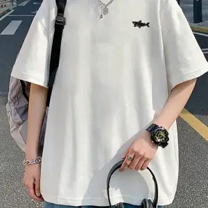 Shark Graphic Drop Shoulder Sweatshirt Beyaz