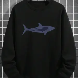 Shark Print Sweatshirt Siyah