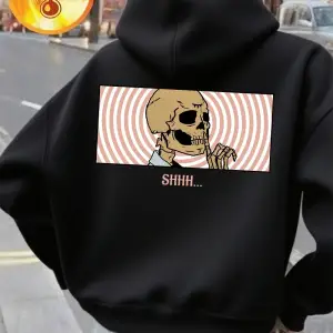 Shhh Sessiz Ol Baskılı Kapüşonlu Üstler Kadınlar İçin Kışlık Polar Sıcak Sweatshirtler Temel