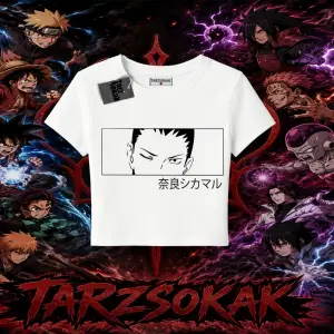 Shikamaru Nara Naruto Anime Karakter Kadın Baby Tee Beyaz