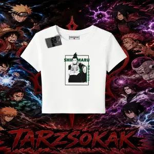Shikamaru Nara Naruto Anime Karakter Kadın Baby Tee Beyaz