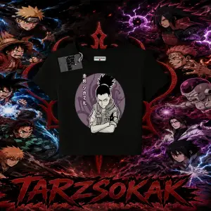 Shikamaru Nara Naruto Anime Karakter Kadın Baby Tee Beyaz