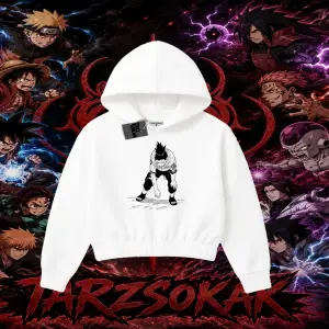 Shikamaru Nara Naruto Anime Karakter Kadın Crop Kapşonlu Sweatshirt Beyaz