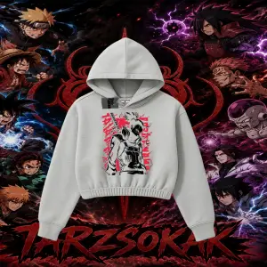 Shikamaru Nara Naruto Anime Karakter Kadın Crop Kapşonlu Sweatshirt Beyaz