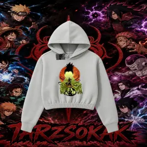 Shikamaru Nara Naruto Anime Karakter Kadın Crop Kapşonlu Sweatshirt Beyaz