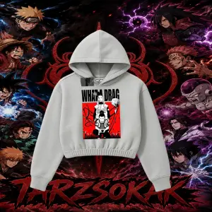 Shikamaru Nara Naruto Anime Karakter Kadın Crop Kapşonlu Sweatshirt Beyaz