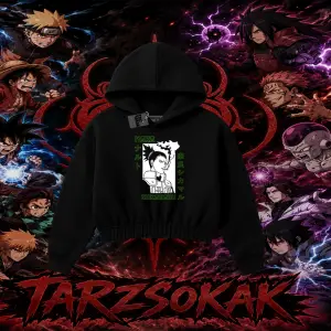 Shikamaru Nara Naruto Anime Karakter Kadın Crop Kapşonlu Sweatshirt Beyaz