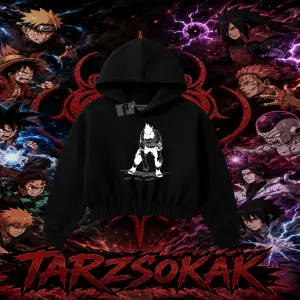 Shikamaru Nara Naruto Anime Karakter Kadın Crop Kapşonlu Sweatshirt Beyaz