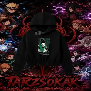 Shikamaru Nara Naruto Anime Karakter Kadın Crop Kapşonlu Sweatshirt Beyaz