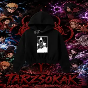 Shikamaru Nara Naruto Anime Karakter Kadın Crop Kapşonlu Sweatshirt Beyaz