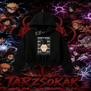 Shikamaru Nara Naruto Anime Karakter Kadın Crop Kapşonlu Sweatshirt Beyaz