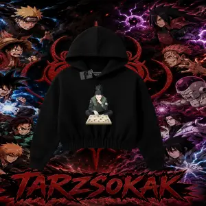 Shikamaru Nara Naruto Anime Karakter Kadın Crop Kapşonlu Sweatshirt Beyaz