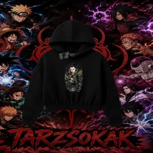 Shikamaru Nara Naruto Anime Karakter Kadın Crop Kapşonlu Sweatshirt Beyaz