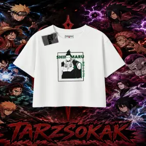 Shikamaru Nara Naruto Anime Karakter Kadın Crop Tişört Beyaz